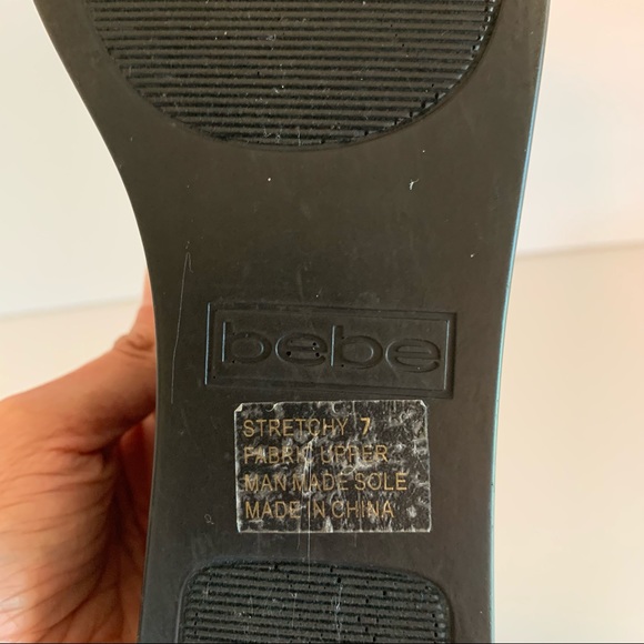 BEBE Platform Slip on Sandals 90s Y2K Women’s Size 7 Black Stretch Fabric - Picture 10 of 11